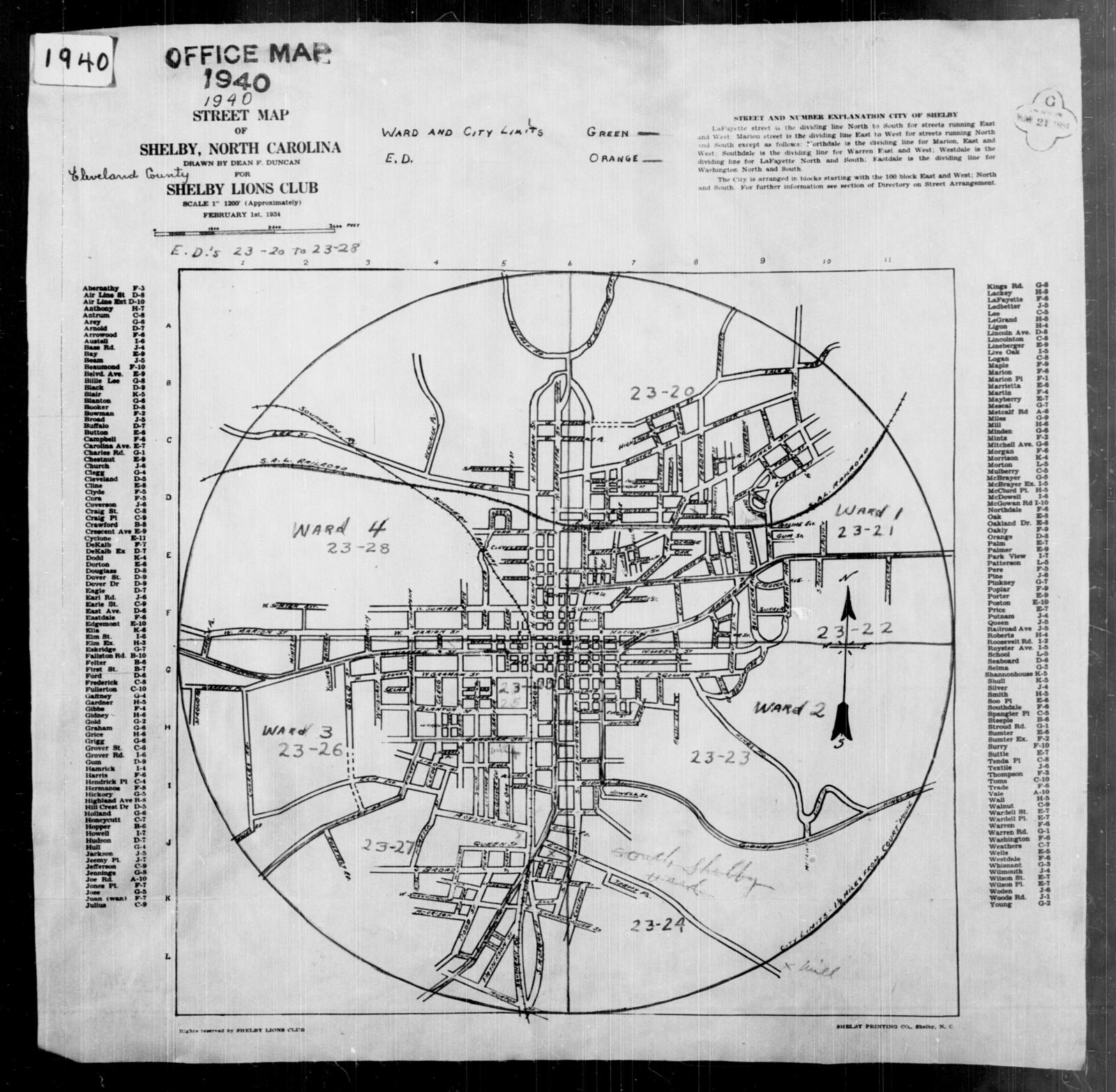 1940 Census Enumeration District Maps - North Carolina - Cleveland ...