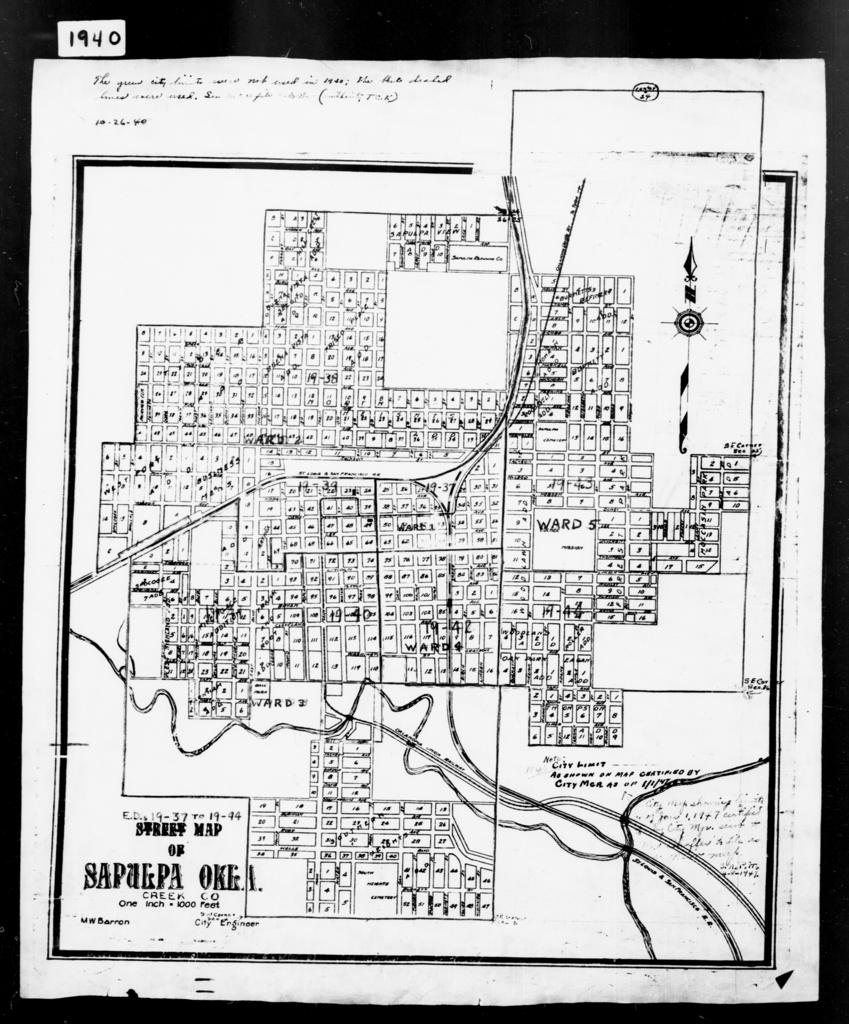 Creek County Oklahoma Map 1940 Census Enumeration District Maps - Oklahoma - Creek County - Sapulpa -  Ed 19-37, Ed 19-38, Ed 19-39, Ed 19-40, Ed 19-41, Ed 19-42, Ed 19-43, Ed  19-44 - Nara & Dvids Public Domain Archive Public Domain Search