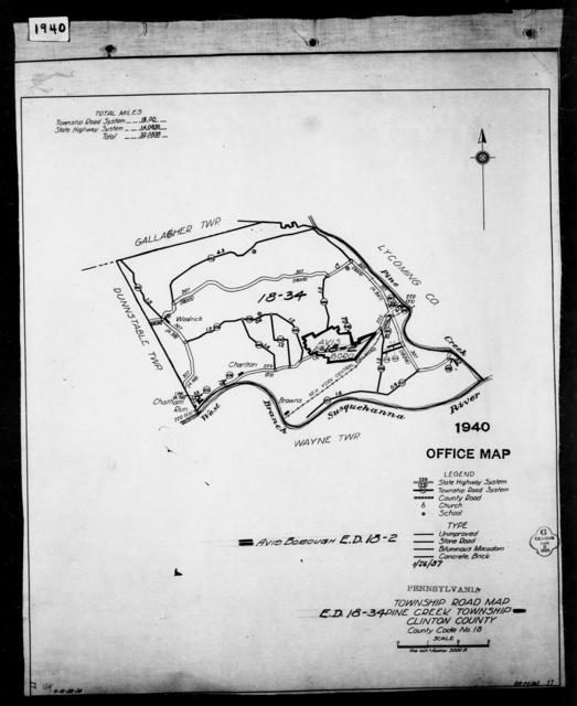 1940 Census Enumeration District Maps Pennsylvania Clinton County Pine Creek Ed 18 34 9034