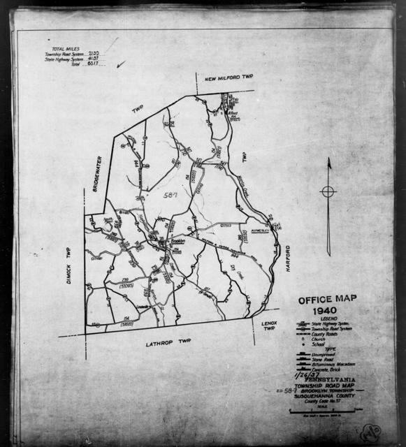 1940 Census Enumeration District Maps Pennsylvania Susquehanna County Brooklyn Ed 58 7