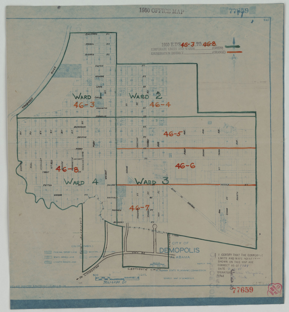 1950 Census Enumeration District Maps Alabama Marengo County