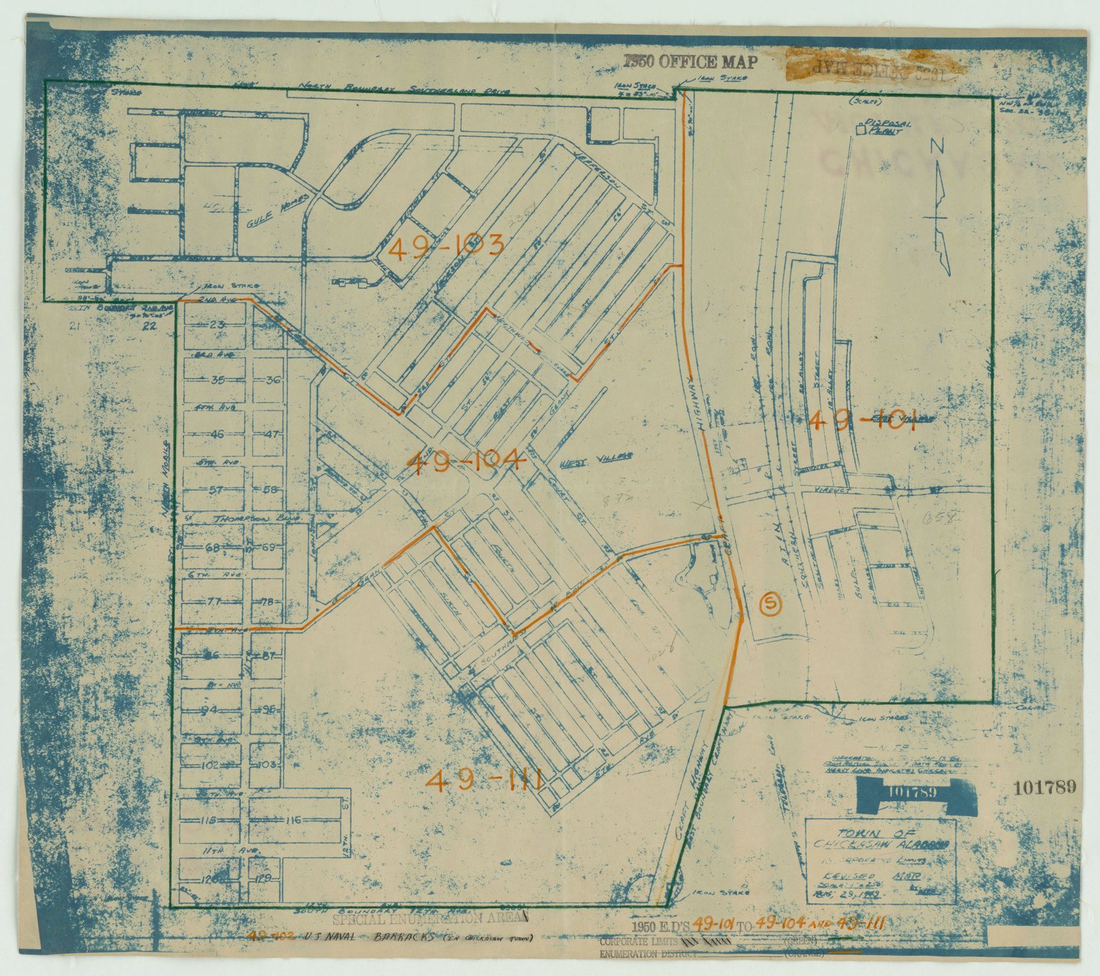 Mobile County Plat Map 1950 Census Enumeration District Maps - Alabama - Mobile County - Chickasaw  - Ed Al 49-101 To 104, 49-111 - Nara & Dvids Public Domain Archive Public  Domain Search