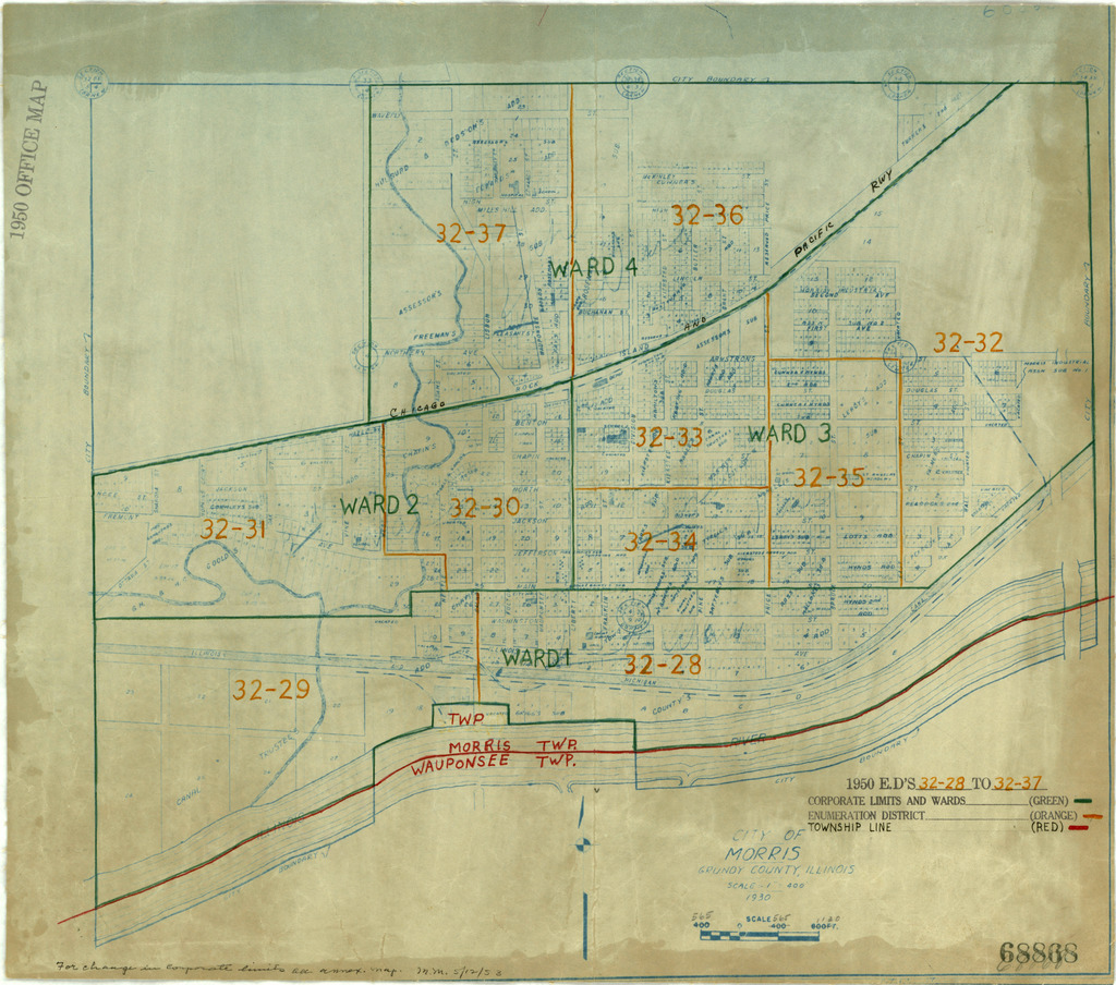 1950 Census Enumeration District Maps Illinois Il Grundy County Morris Ed 32 28 To 37