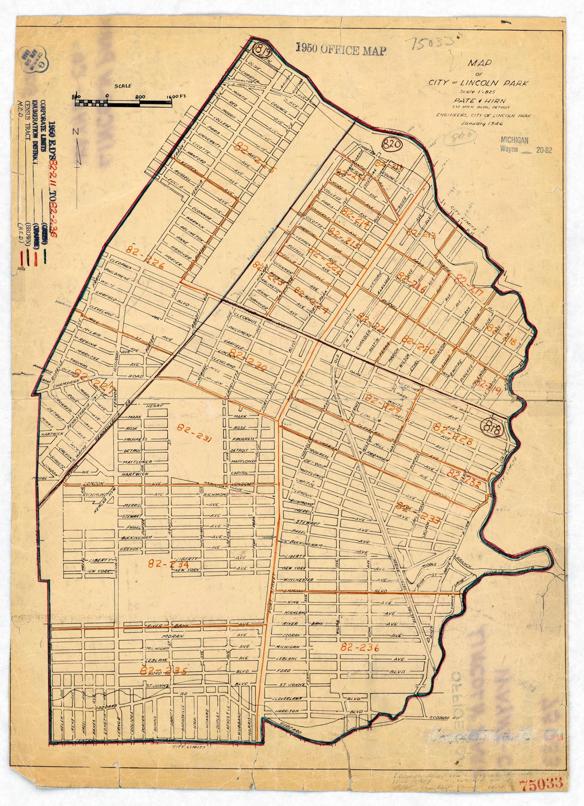 Lincoln Park Mi Map 1950 Census Enumeration District Maps   Michigan (MI)   Wayne 