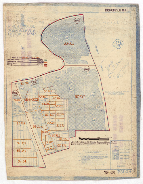 1950 Census Enumeration District Maps Michigan Mi Wayne County River Rouge Ed 82 316 7717