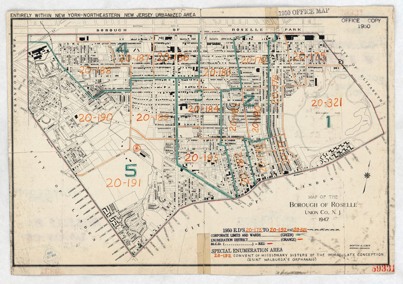 1950 Census Enumeration District Maps - New Jersey (NJ) - Union County ...