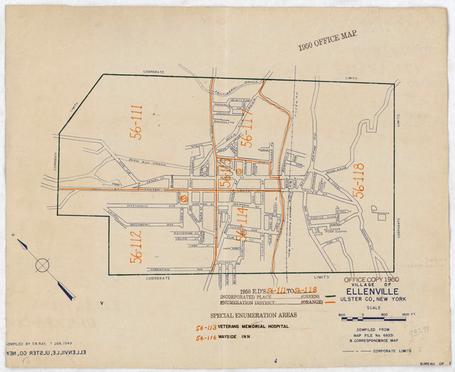 1950 Census Enumeration District Maps New York (NY) Ulster County