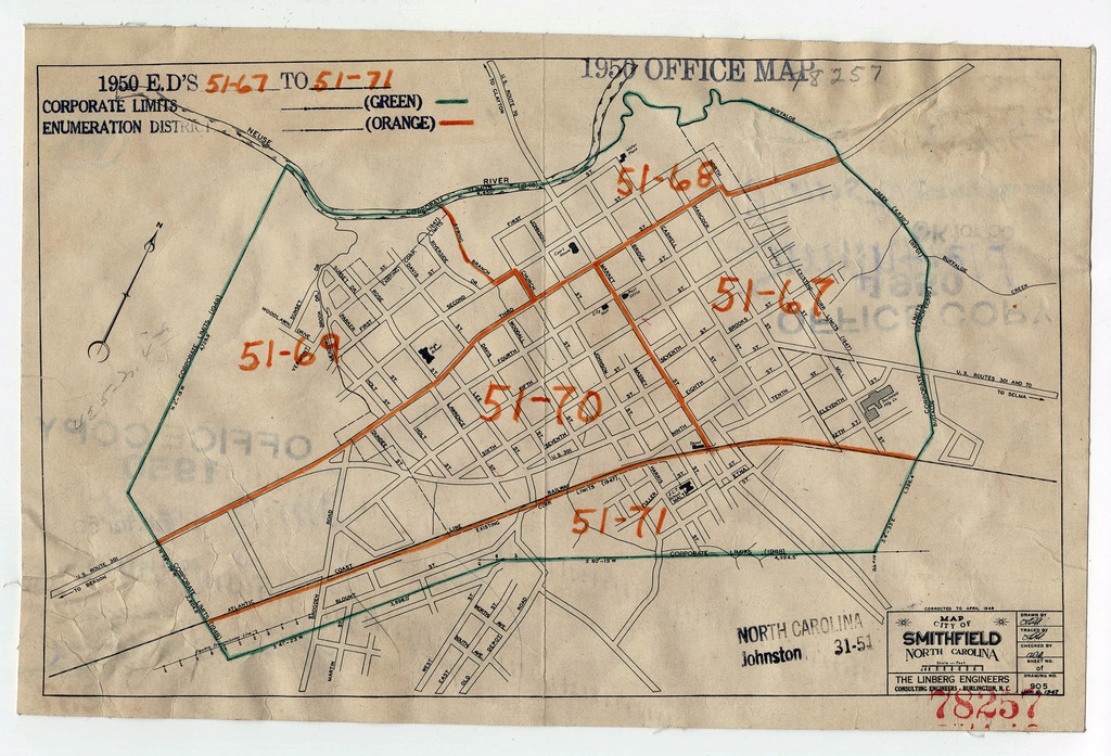 1950 Census Enumeration District Maps North Carolina (NC) Johnston