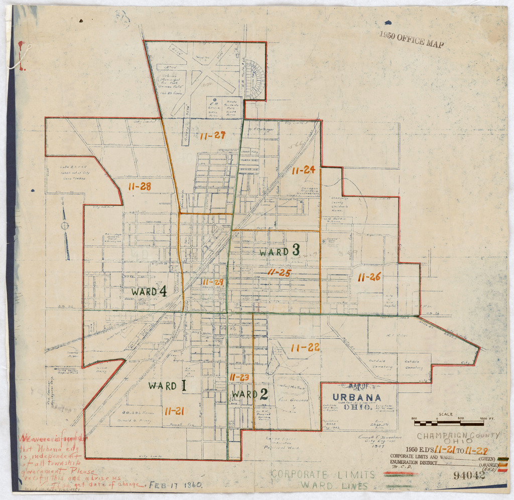 1950 Census Enumeration District Maps - Ohio (oh) - Champaign County 