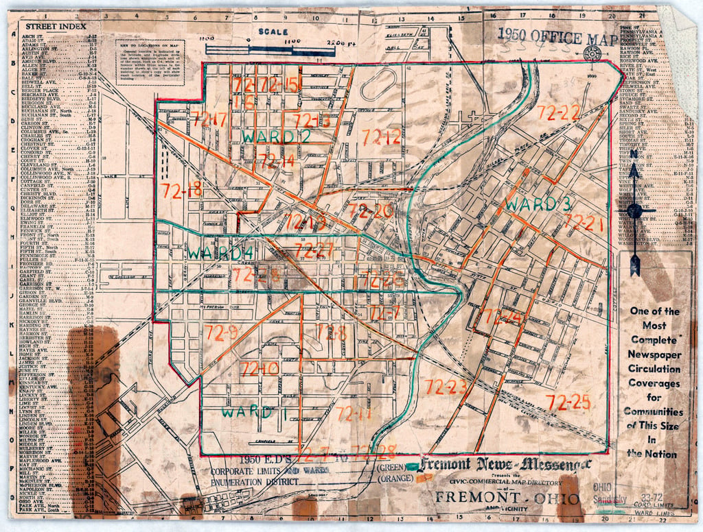 Map Of Sandusky County Ohio 1950 Census Enumeration District Maps - Ohio (Oh) - Sandusky County -  Fremont - Ed 72-7 To 28 - Nara & Dvids Public Domain Archive Public Domain  Search