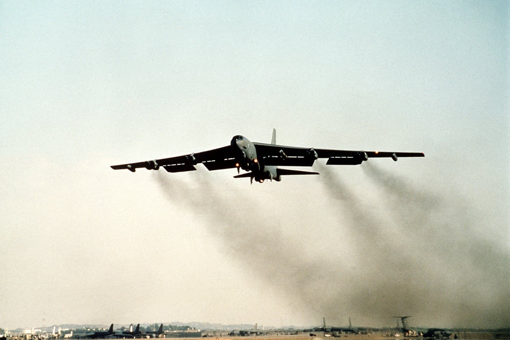 A B-52G Stratofortress Bomber Aircraft Of The 1709th Bomb Wing Takes ...