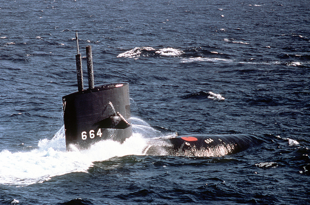 A Starboard Bow View Of The Nuclear Powered Attack Submarine Uss Sea Devil Ssn 664 Underway