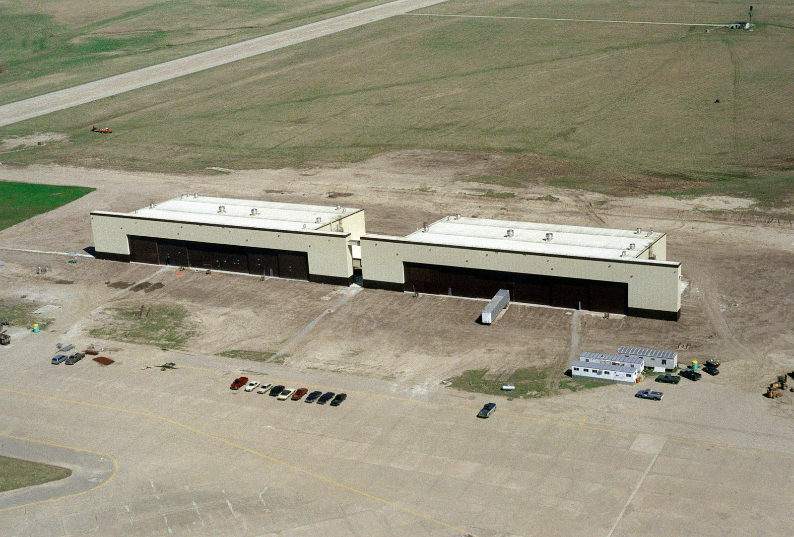 An Aerial View Of Newly Constructed Hangars For B-2 Bomber Aircraft ...