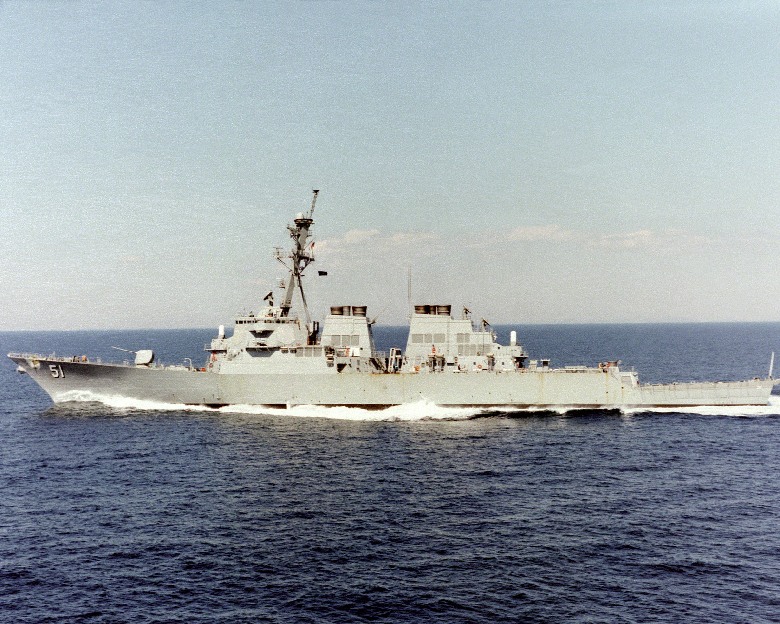 A port beam view of the guided missile destroyer ARLEIGH BURKE (DDG-51 ...