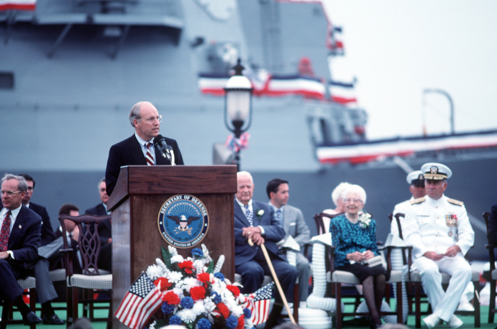 Secretary Of Defense Richard B. Cheney Addresses The Crowd During The ...