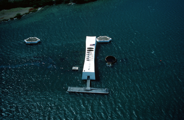 An aerial view of the USS ARIZONA Memorial - NARA & DVIDS Public Domain ...