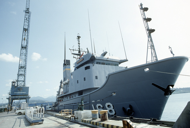 The Fleet Ocean Tug USNS CATAWBA (T-ATF 168) Rests Alongside A Pier ...