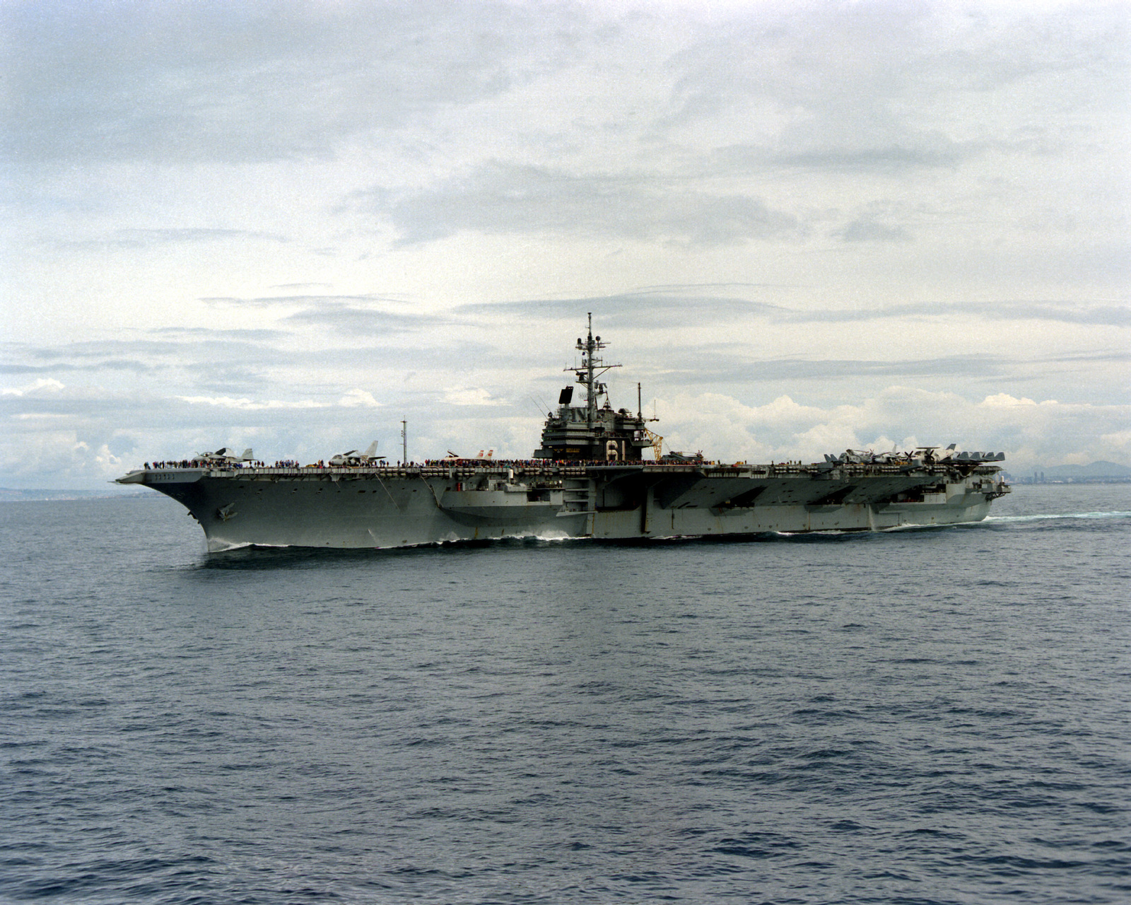 A Port Bow View Of The Aircraft Carrier Uss Ranger Cv 61 Underway Off