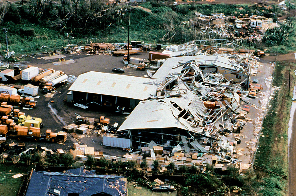 Ein Blick auf die Schäden an der Anlage der Kekaha Sugar Company in Kauai, die durch den