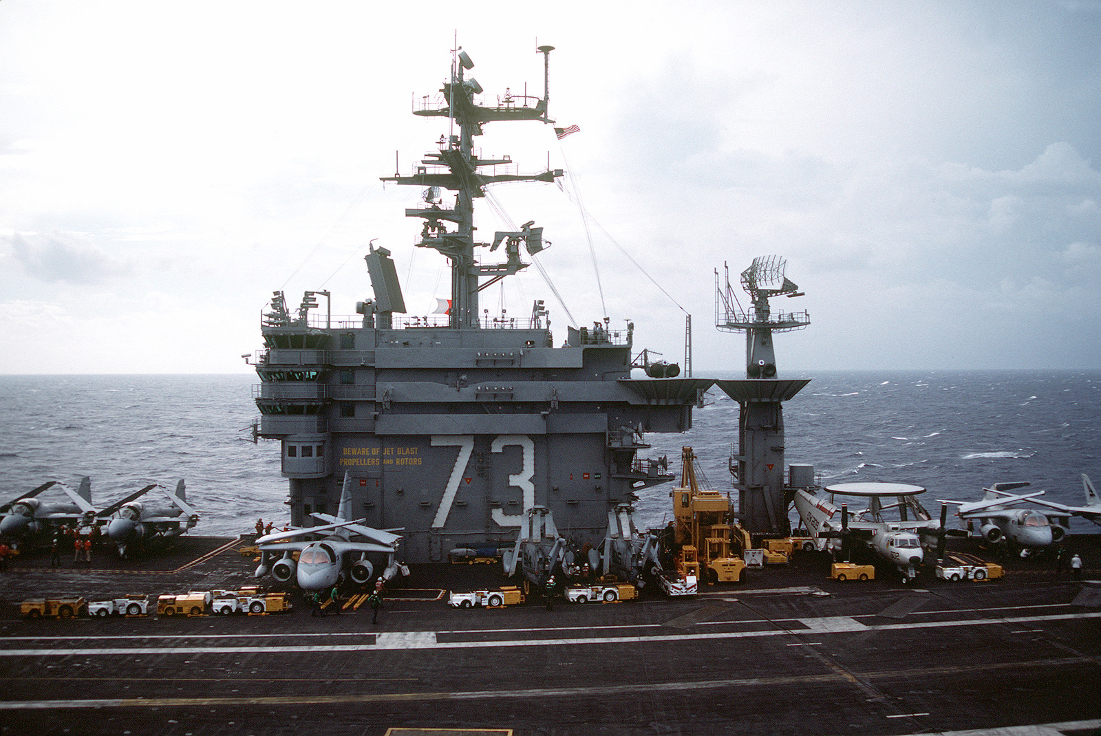 A View Of The Island Of The Nuclear-powered Aircraft Carrier USS GEORGE ...