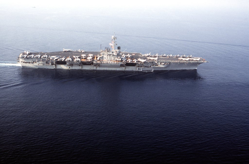 A Starboard Beam View Of The Aircraft Carrier Uss Ranger Cv 61