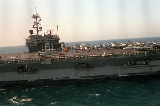 A Port Amidships View Of The Aircraft Carrier Uss Ranger (cv-61 