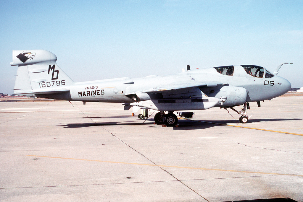 A righht side view of a Marine Electronic Warfare Squadron 3 (VMAQ-3 ...