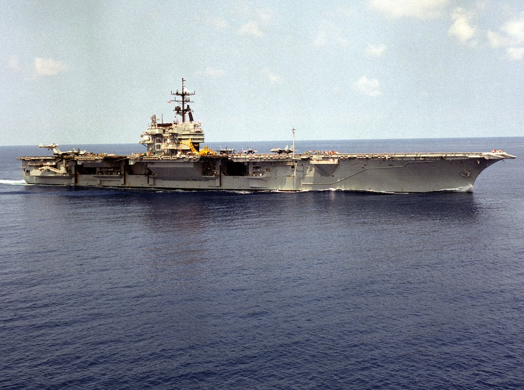 A Starboard View Of The Aircraft Carrier Uss Saratoga (cv-60) Underway 