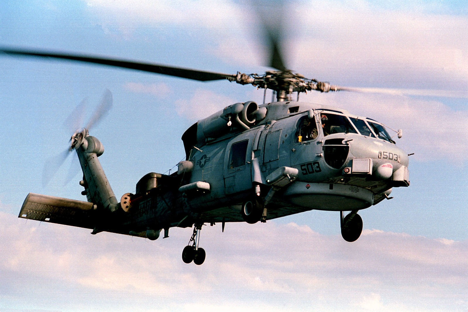 An SH-60B Sea Hawk helicopter of Light Helicopter Squadron 38 (HSL-38 ...