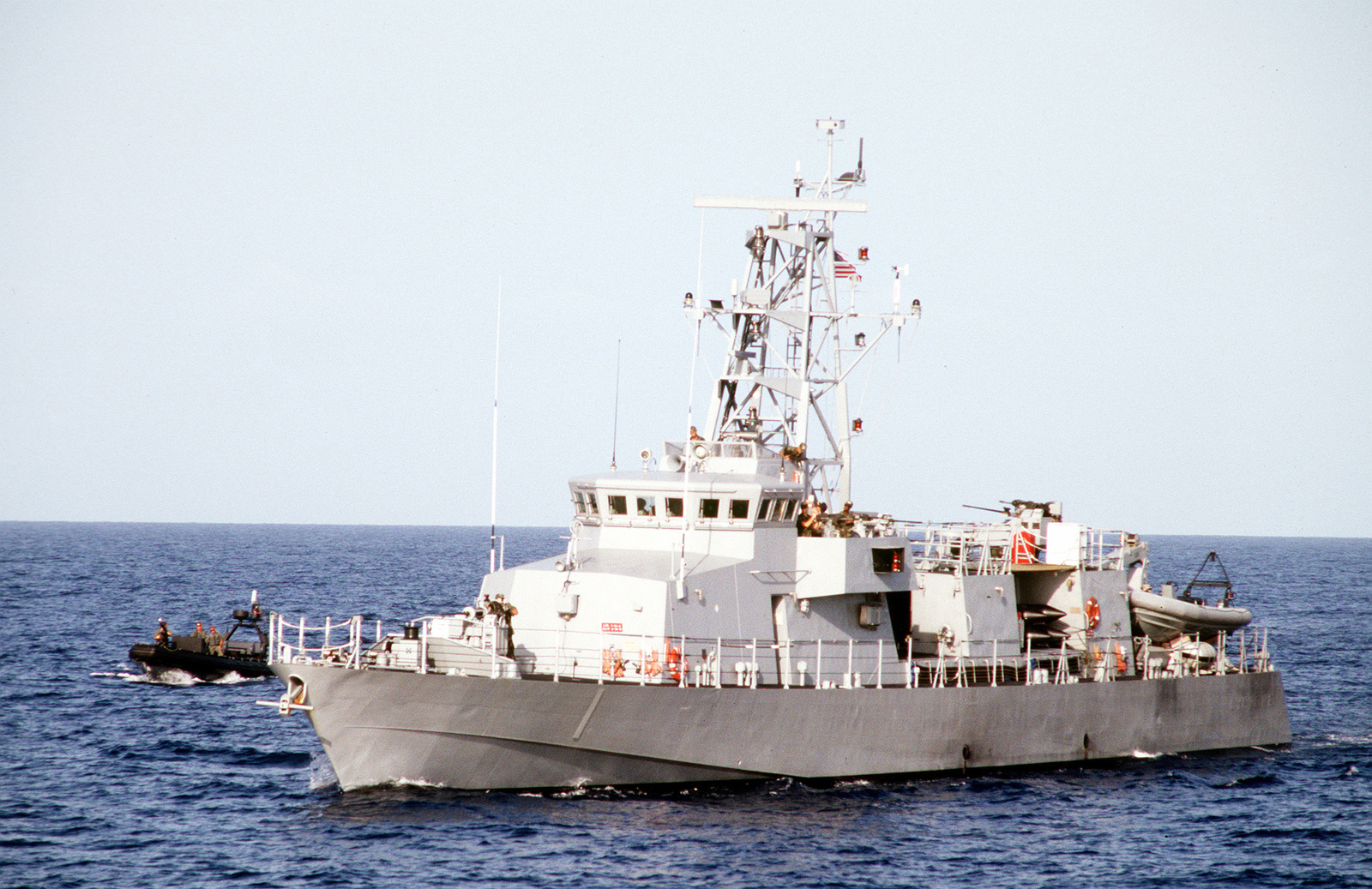 A port bow view of the coastal patrol ship USS CYCLONE (PC-1 ...