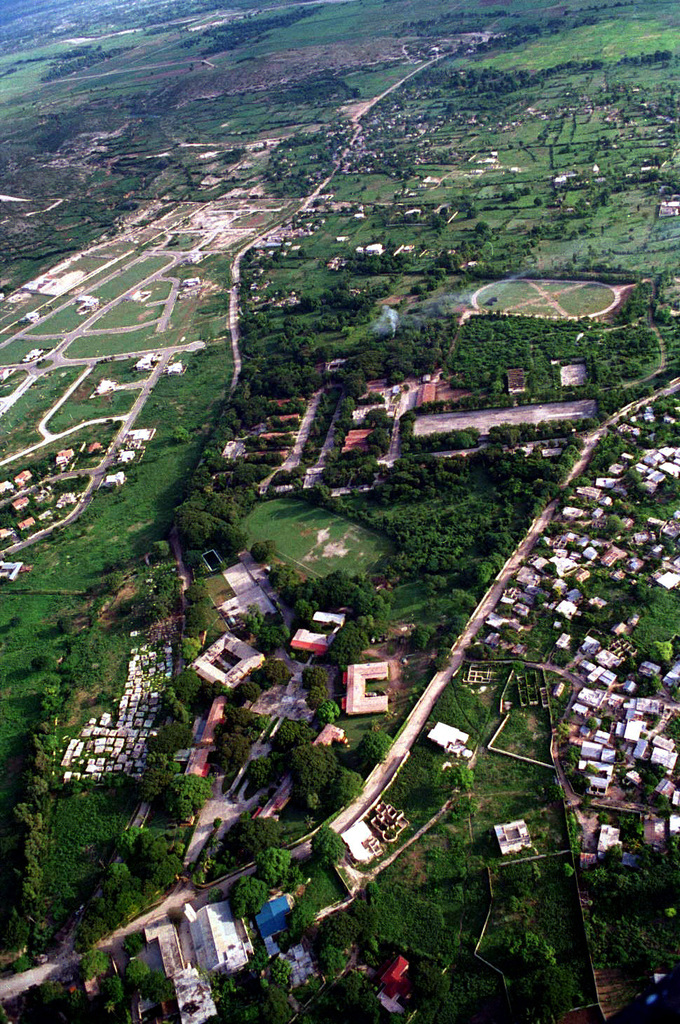 Aerial view of Camp D\u0026#39;Application, Port-au-Prince. U.S. military are in ...