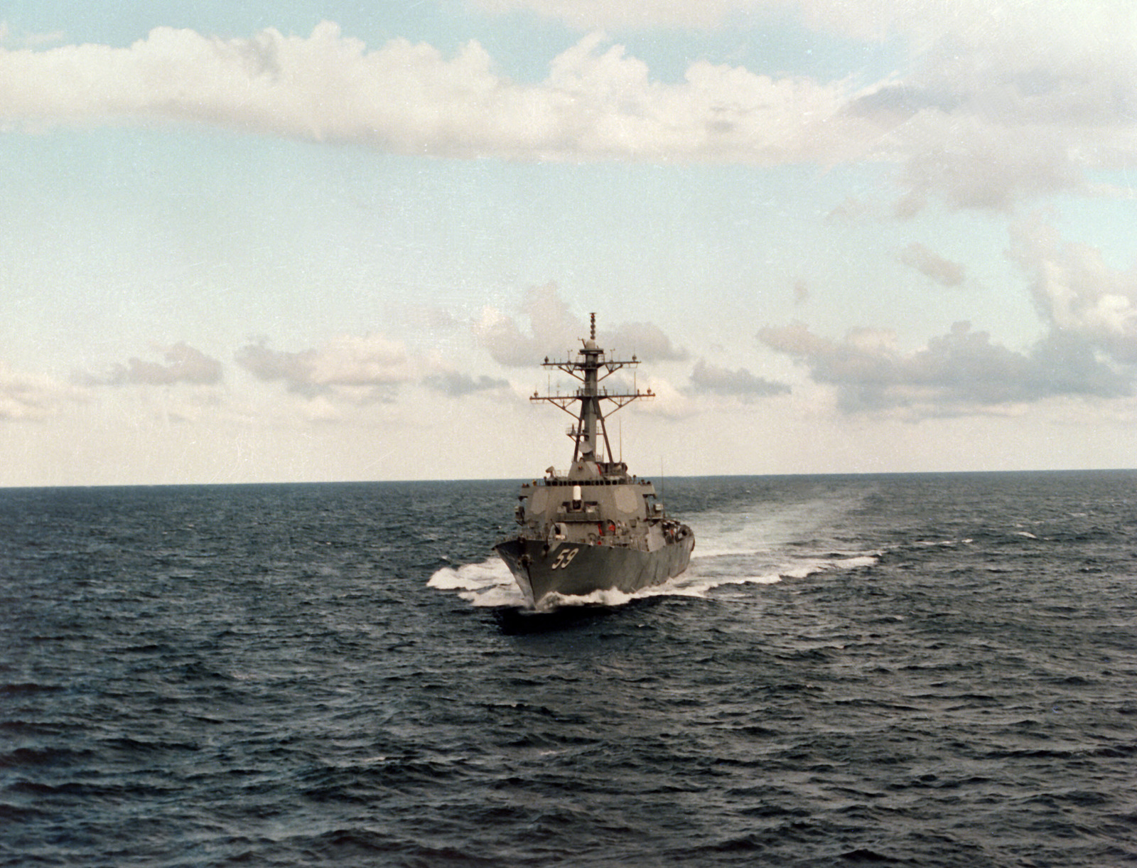 Aerial Port Bow View Of The Guided Missile Destroyer USS Russell (DDG ...