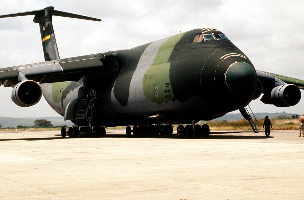 A US Air Force C-5 Galaxy, from the 3rd Airlift Squadron, Dover