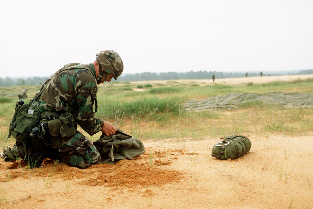 US Army Paratroopers With The 82nd Airborne Division Parachute