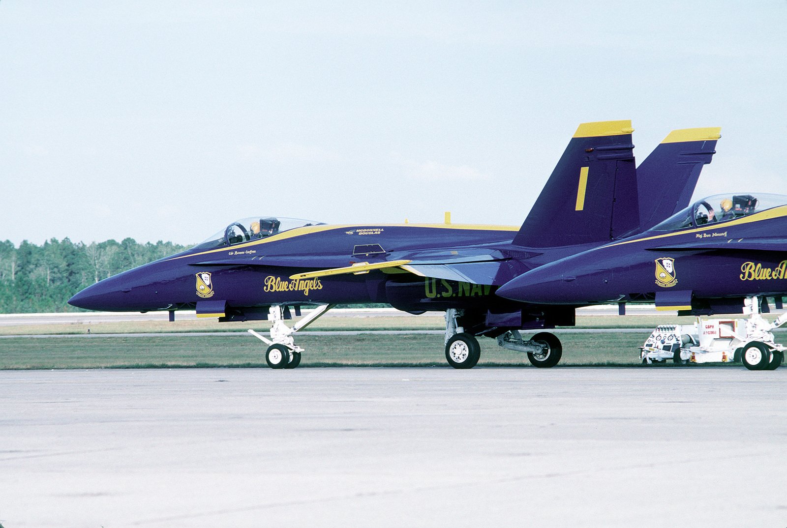 A right rear view of the F/A-18 Hornet aircraft of the commanding ...