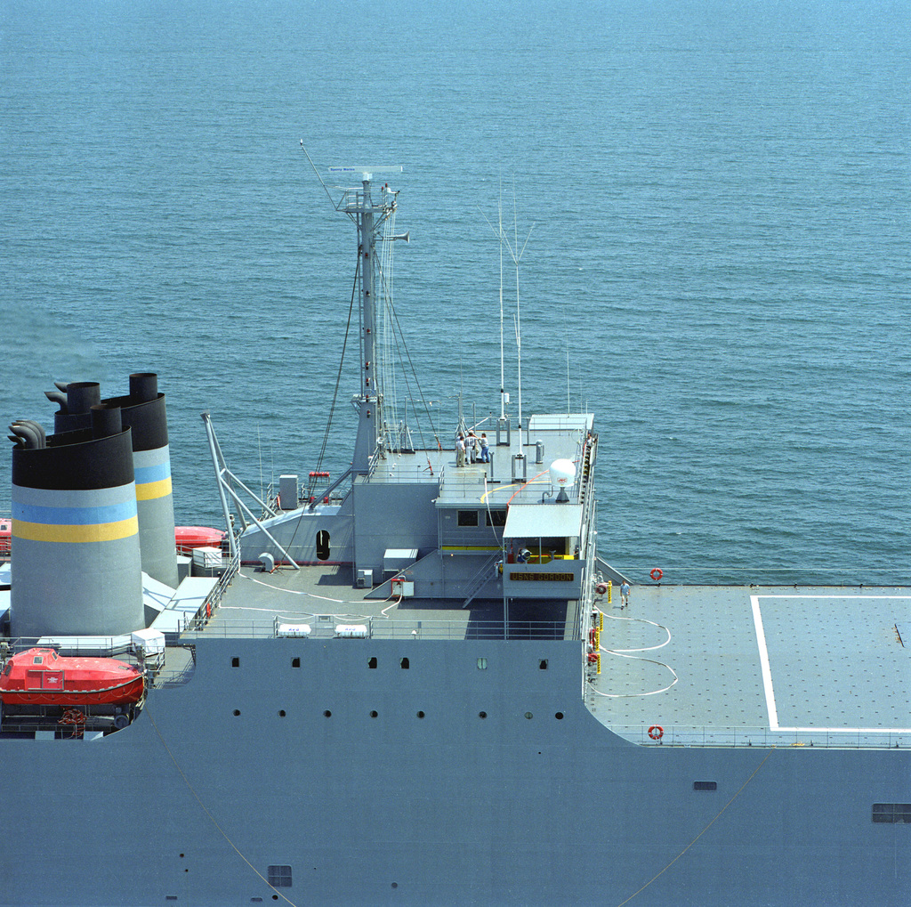 Starboard Side View Of The Bridge Area Of The Military Sealift Command ...