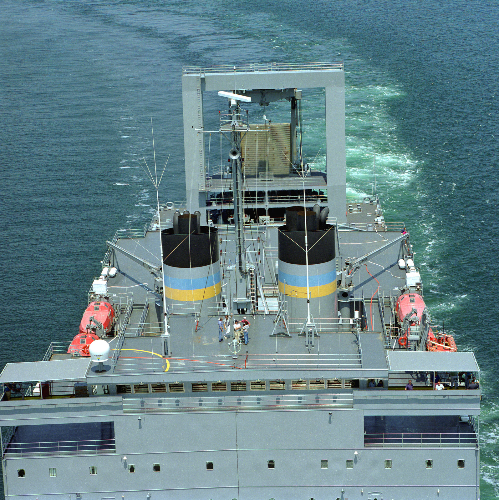 View Looking Aft Showing The Front Of The Bridge Of The Military ...