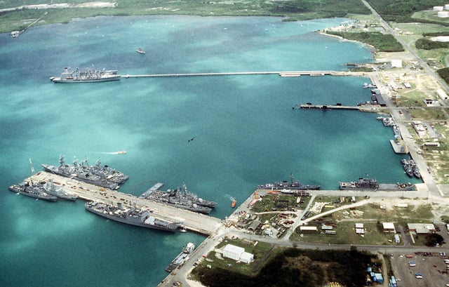 Aerial photo of Roosevelt Roads piers during UNITAS 37-96 - PICRYL ...