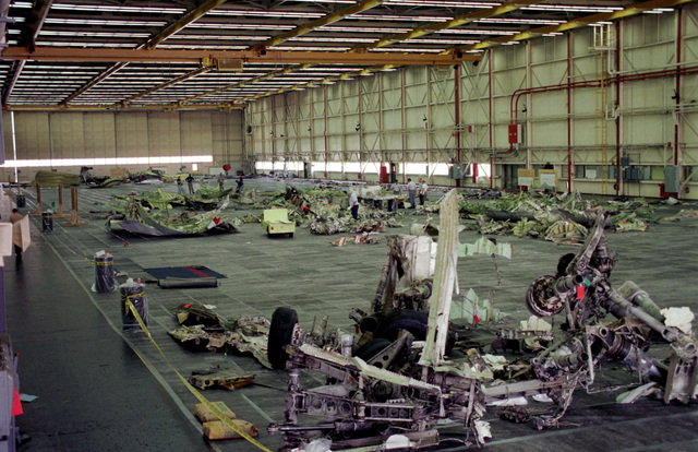 A Wide Angel View Of Aircraft Parts, Recovered From Twa Flight 800 