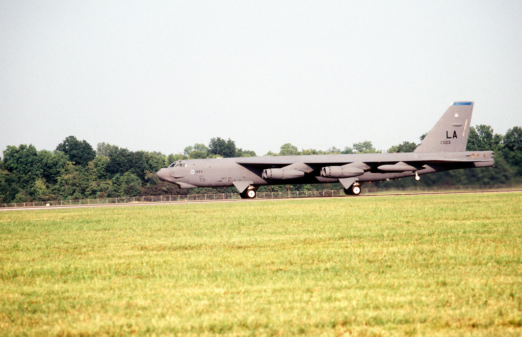 A B-52H Assigned To The 96th Bomb Squadron Is Poised On The Runway ...