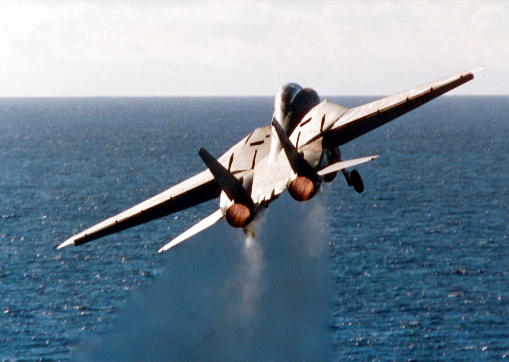 A Us Navy F 14 Tomcat Aircraft From Fighter Squadron 213 Vf 213 Afterburners Aglow After