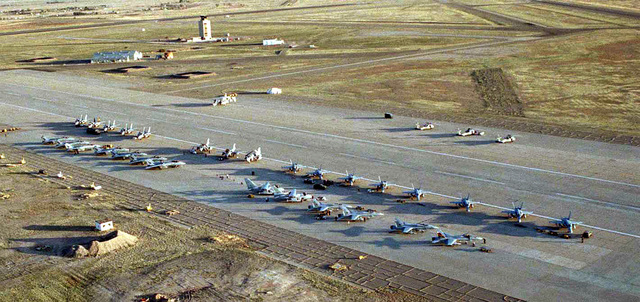 An aerial view of the Roswell Industrial Air Center showing U.S. Navy ...