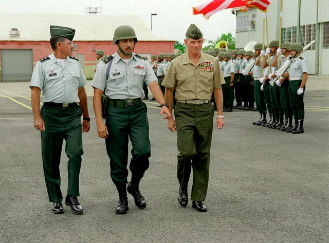 GEN Charles I. Wilhelm, the CINC SOUTHCOM Commander reviews the Puerto ...