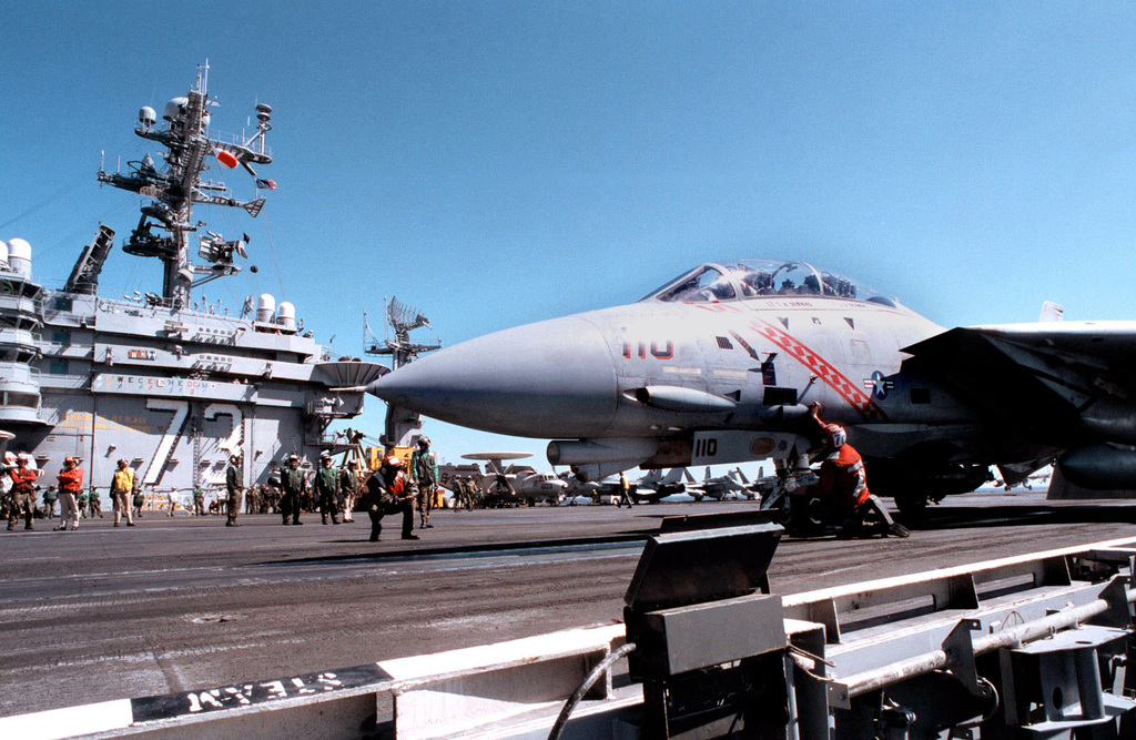 An F-14B Tomcat attached to Fighter Squadron One Zero Two (VF-102