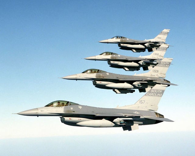 Four F-16C Fighting Falcon Block 52 aircraft's from the 157th Fighter ...