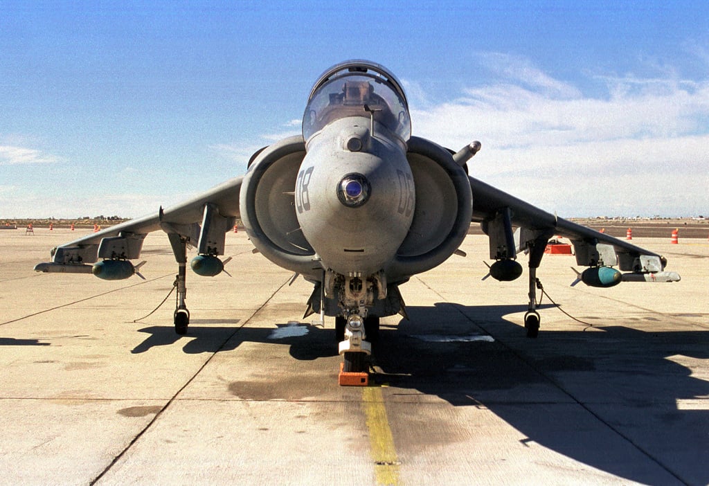 A Marine AV-8B Harrier II From Fixed Wing Attack Squadron 513, Loaded ...