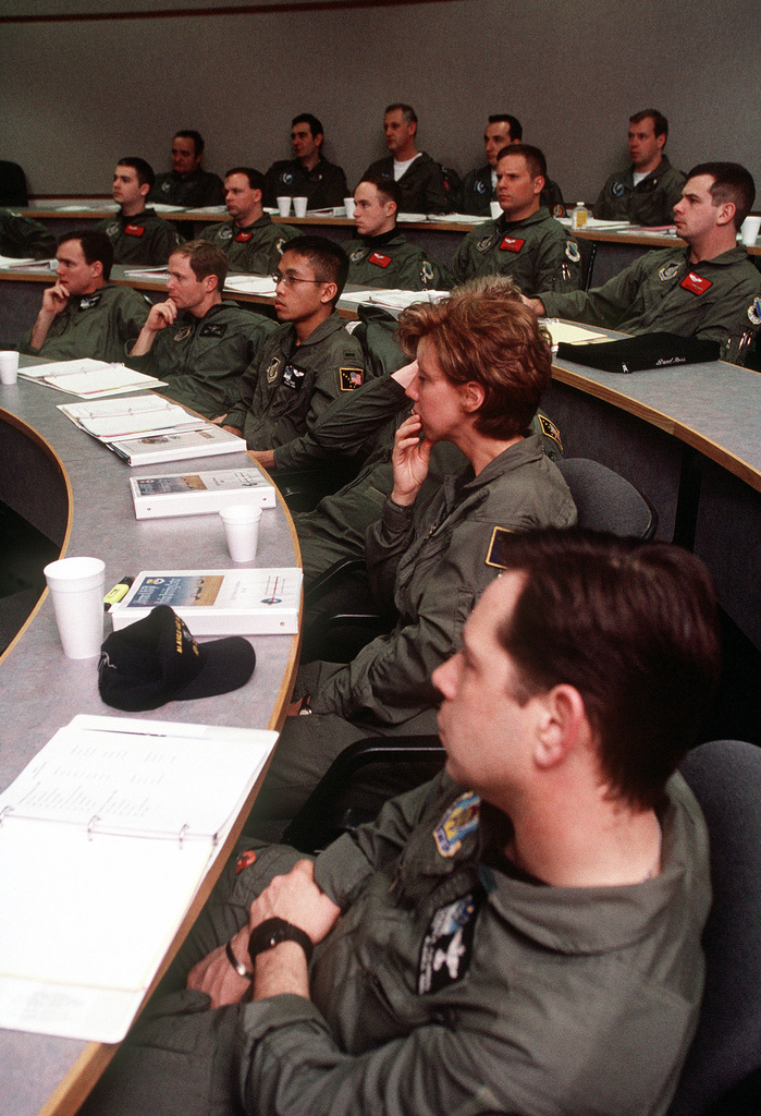 A US Air Force C-130H Hercules aircrews get classroom instructions at ...