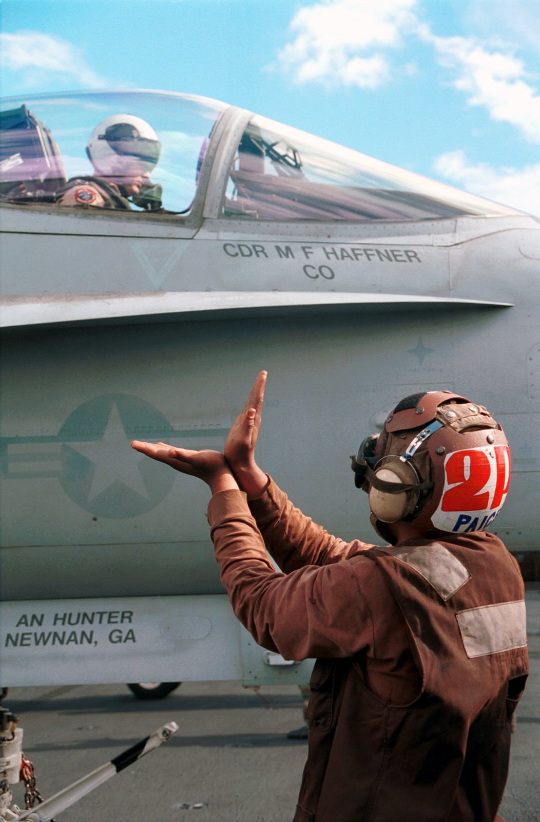 Us Navy Usn Airman An Christopher Paige A Plane Captain Aboard The