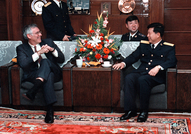 Secretary of the Navy, The Honorable Richard Danzig talks with Vice ...