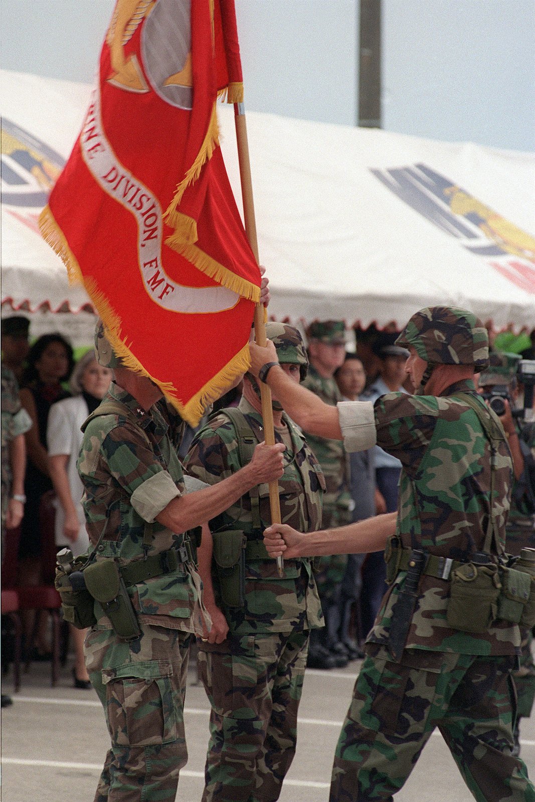 Us Marine Corps Major General Mgen D M Mccarthy And Brigadier General Bgen J D Humbel Participate In The 3d Marine Division Change Of Command Ceremony Was Held At Camp Courtney Okinawa Japan